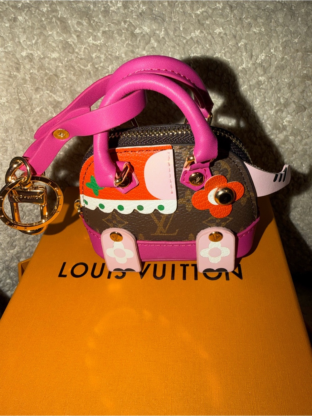 Fashion Pink & Orange Multicolor Mini Bag Charm Key Holder